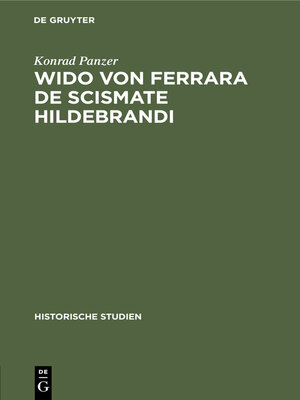 cover image of Wido von Ferrara De Scismate Hildebrandi